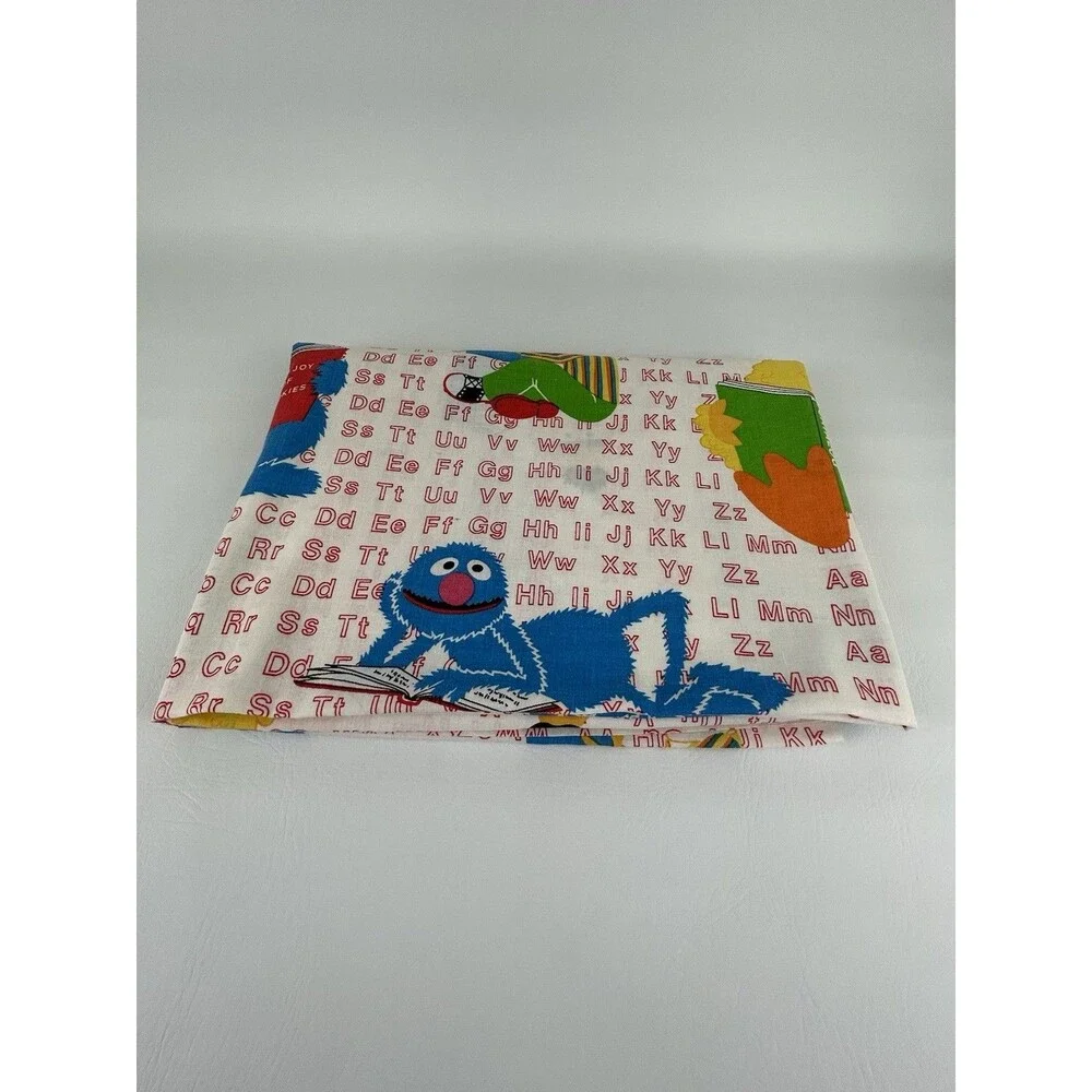 Sesame Street Sheet Curtain Muppets Letters ABC Vintage Grover Big Bird 66”x104”